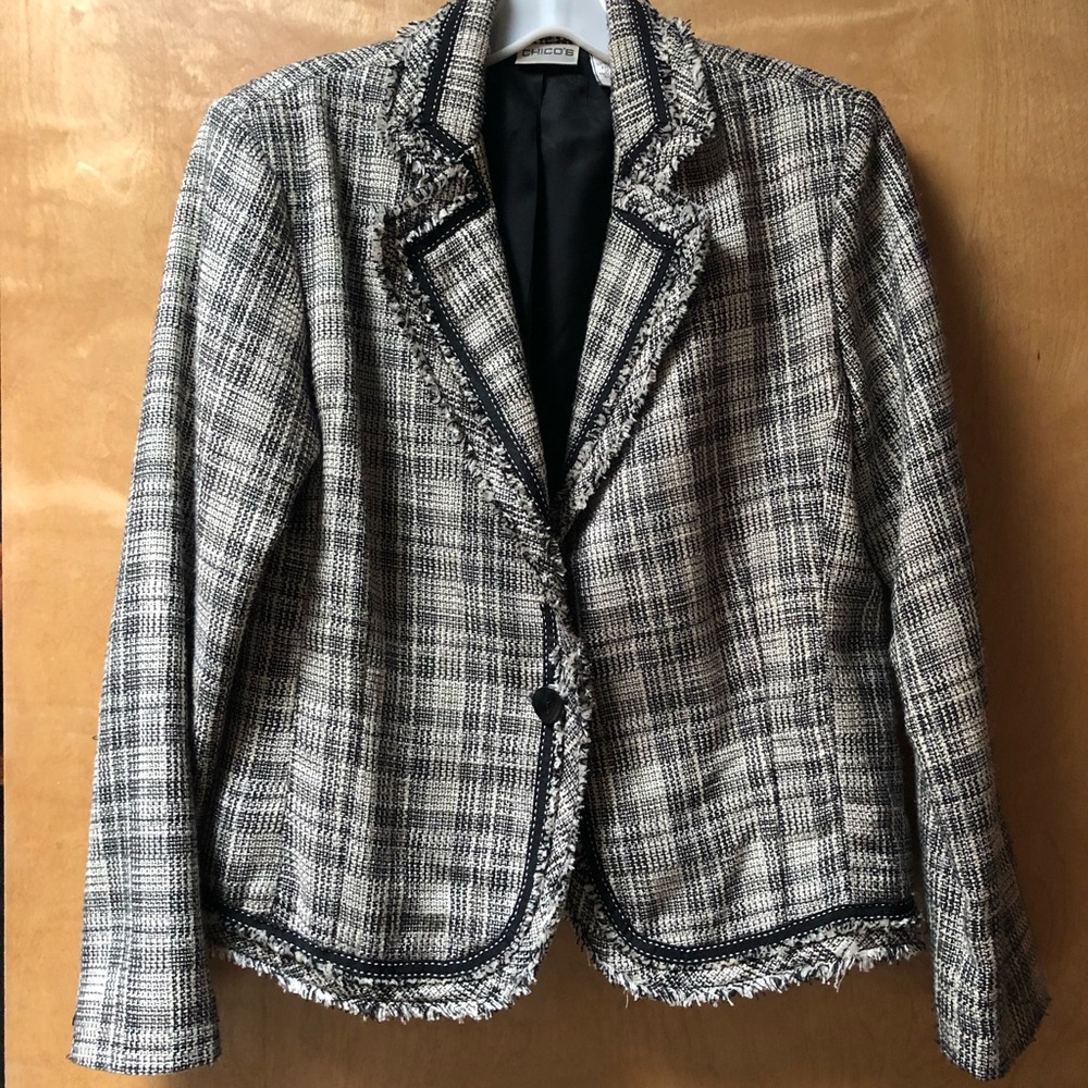 Black & White Plaid Chico’s Blazer Jacket